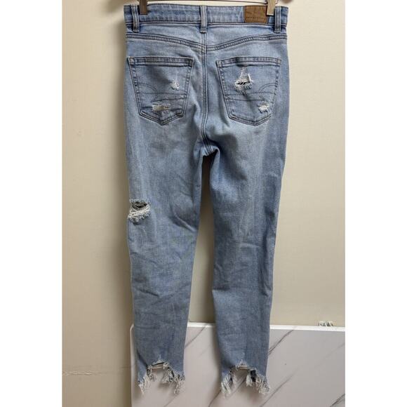 American Eagle Stretch Mom Jeans Womens Size 2 Distressed - Picture 2 of 5